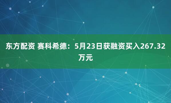 东方配资 赛科希德：5月23日获融资买入267.32万元